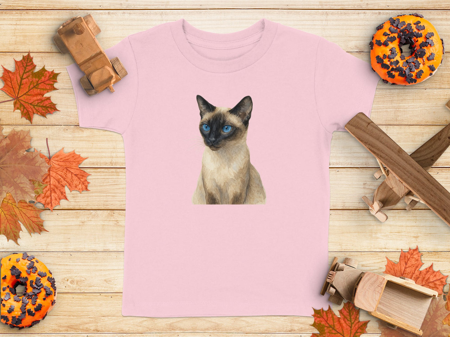 Siamese Cat Artwork on Pink Kids T-Shirt product type
