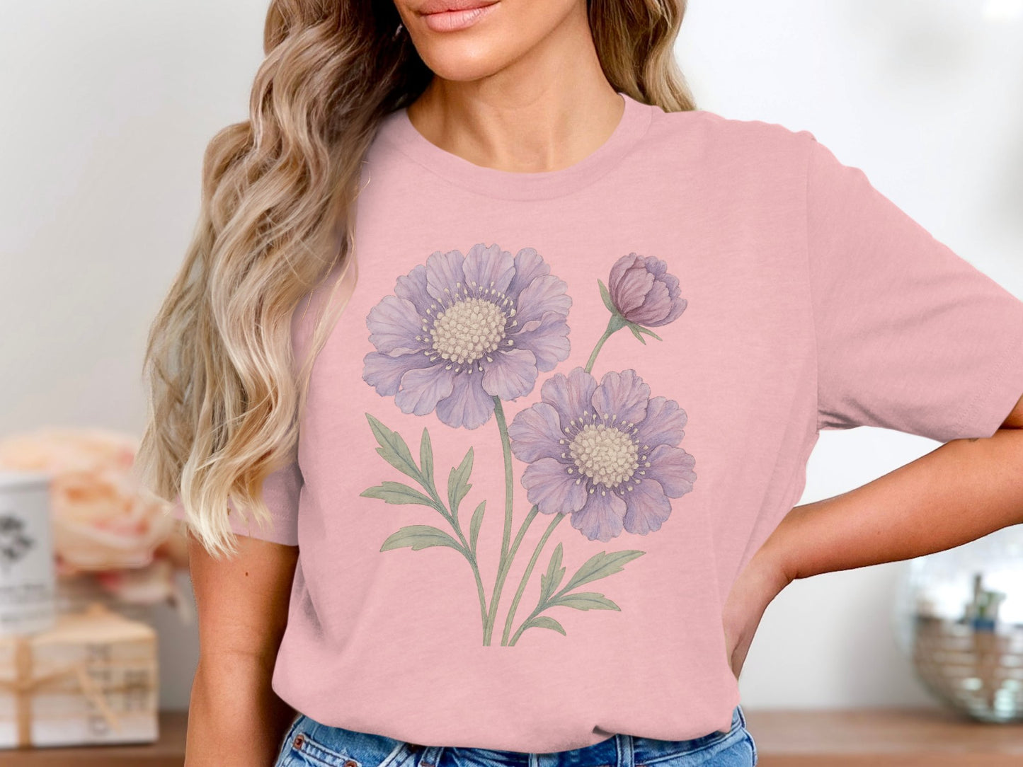 Beautiful Floral Artwork Light Pink Graphic T-Shirt product type