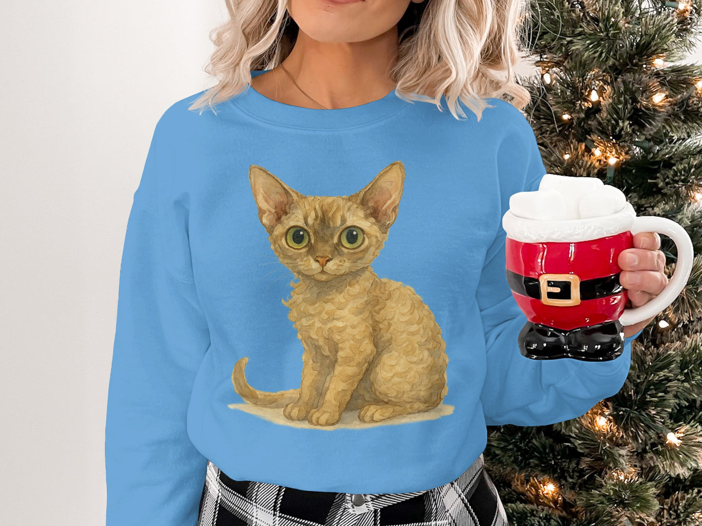 Cute Kitten Print on Blue Sweater product type