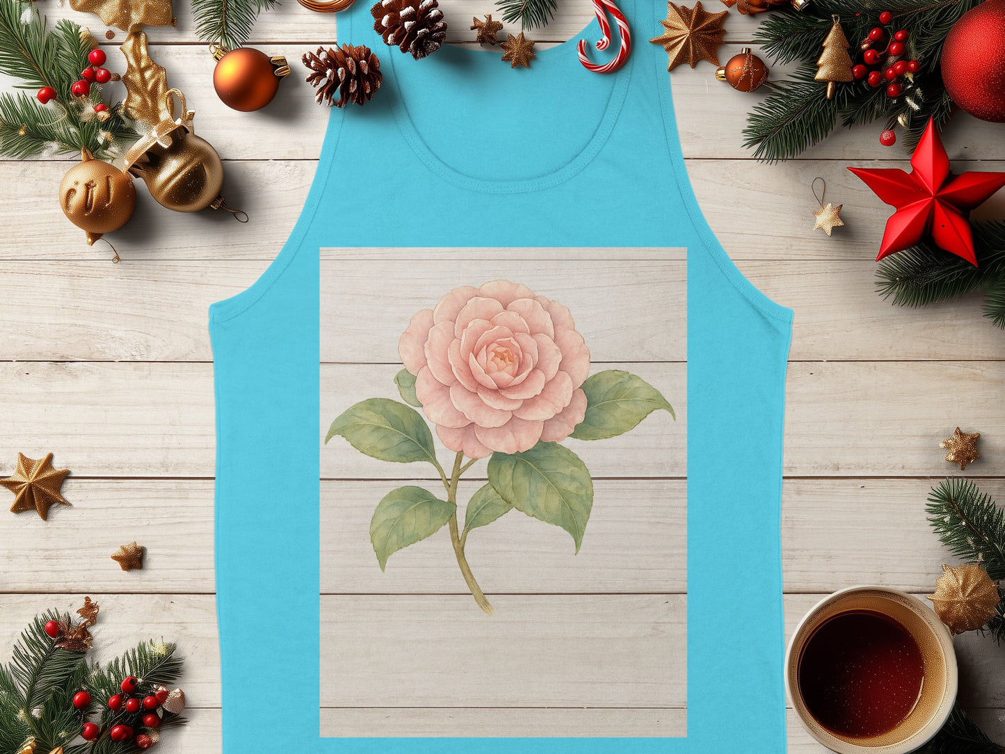 Beautiful Floral Design on a Teal Tank Top product type