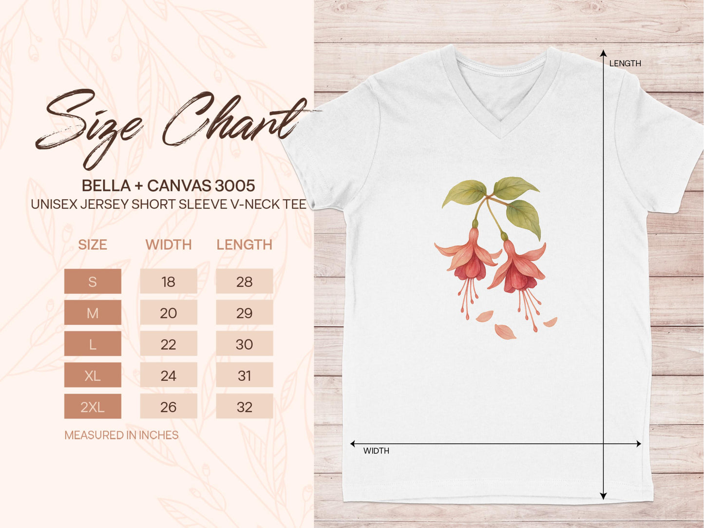 Floral Print V-Neck Short Sleeve Unisex Tee product type