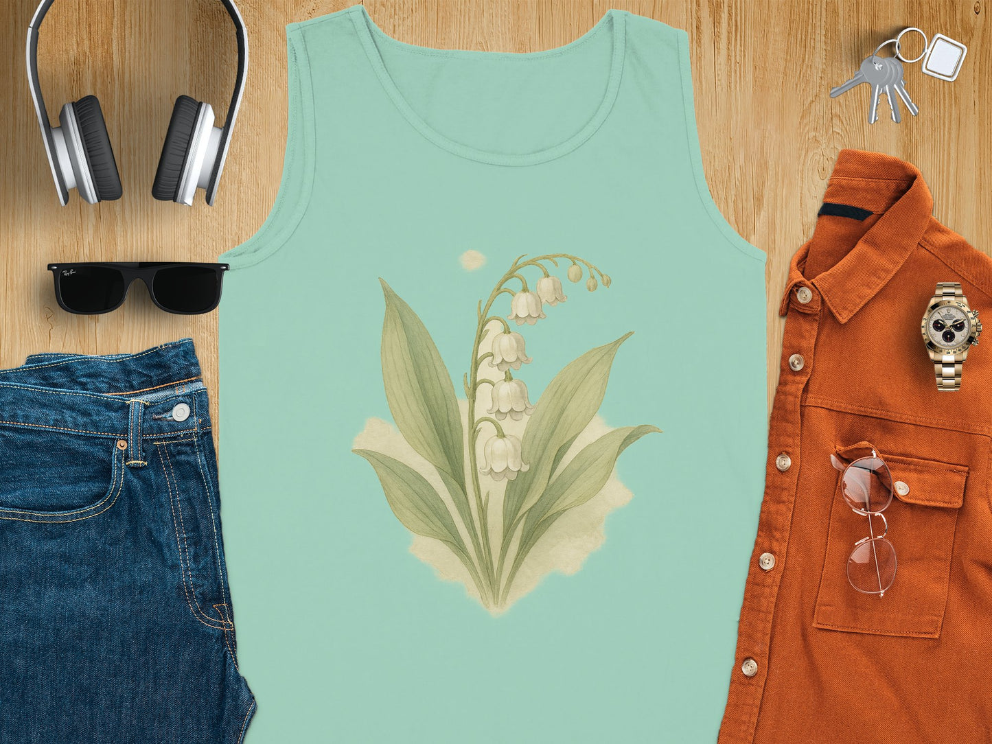 Lily of the Valley Graphic Mint Tank Top product type