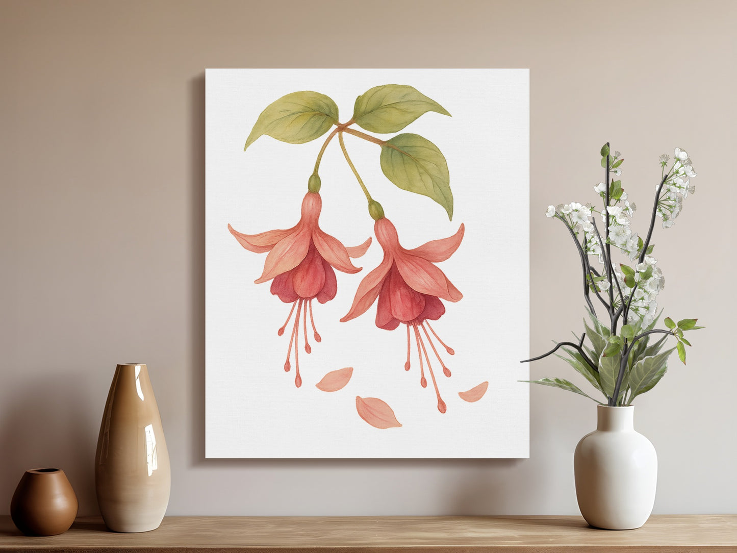 Elegant Floral Artwork With Fuchsia Blooms Canvas product
