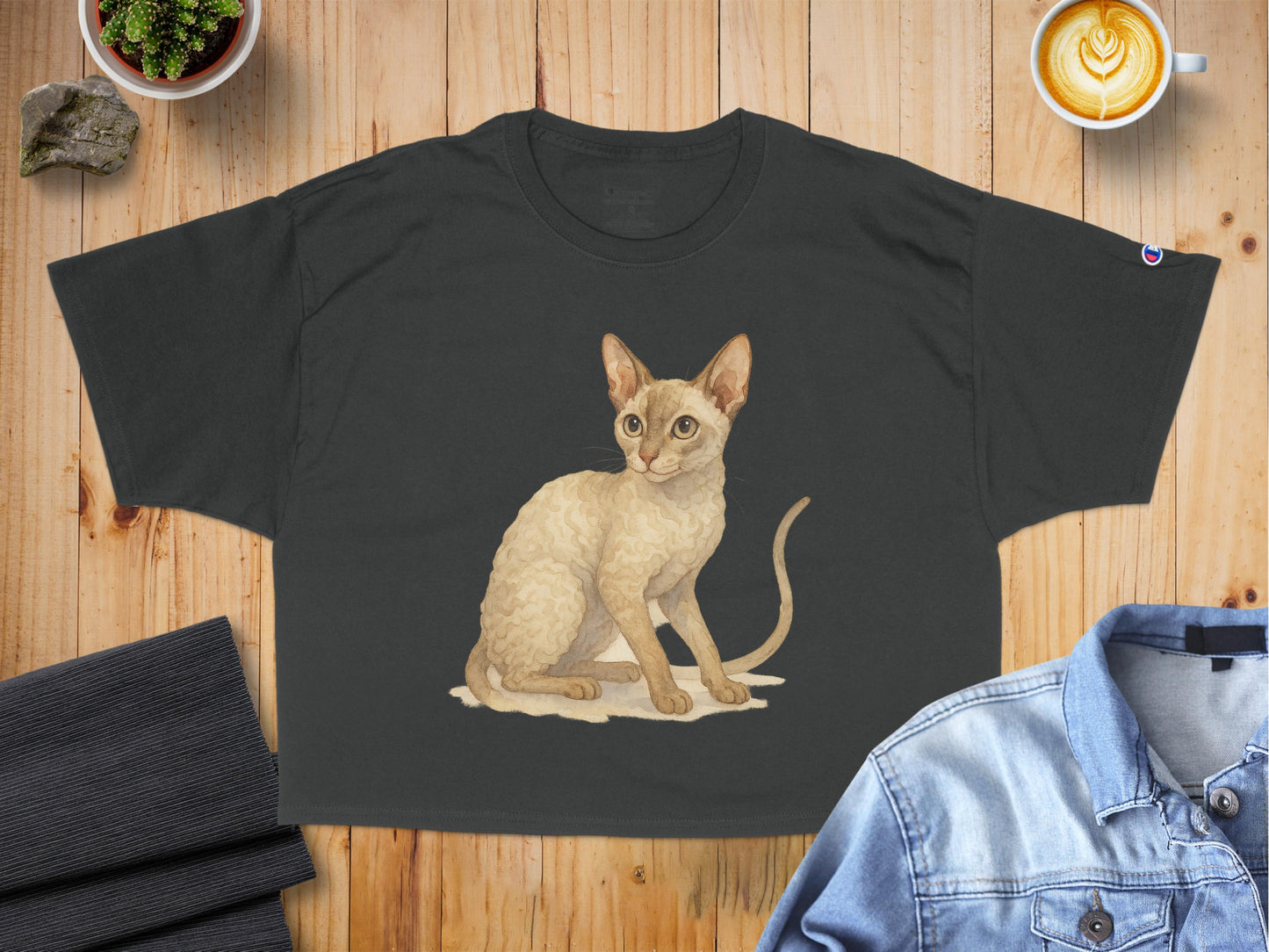 Vintage Style Cat Illustration on Dark Gray T-Shirt product