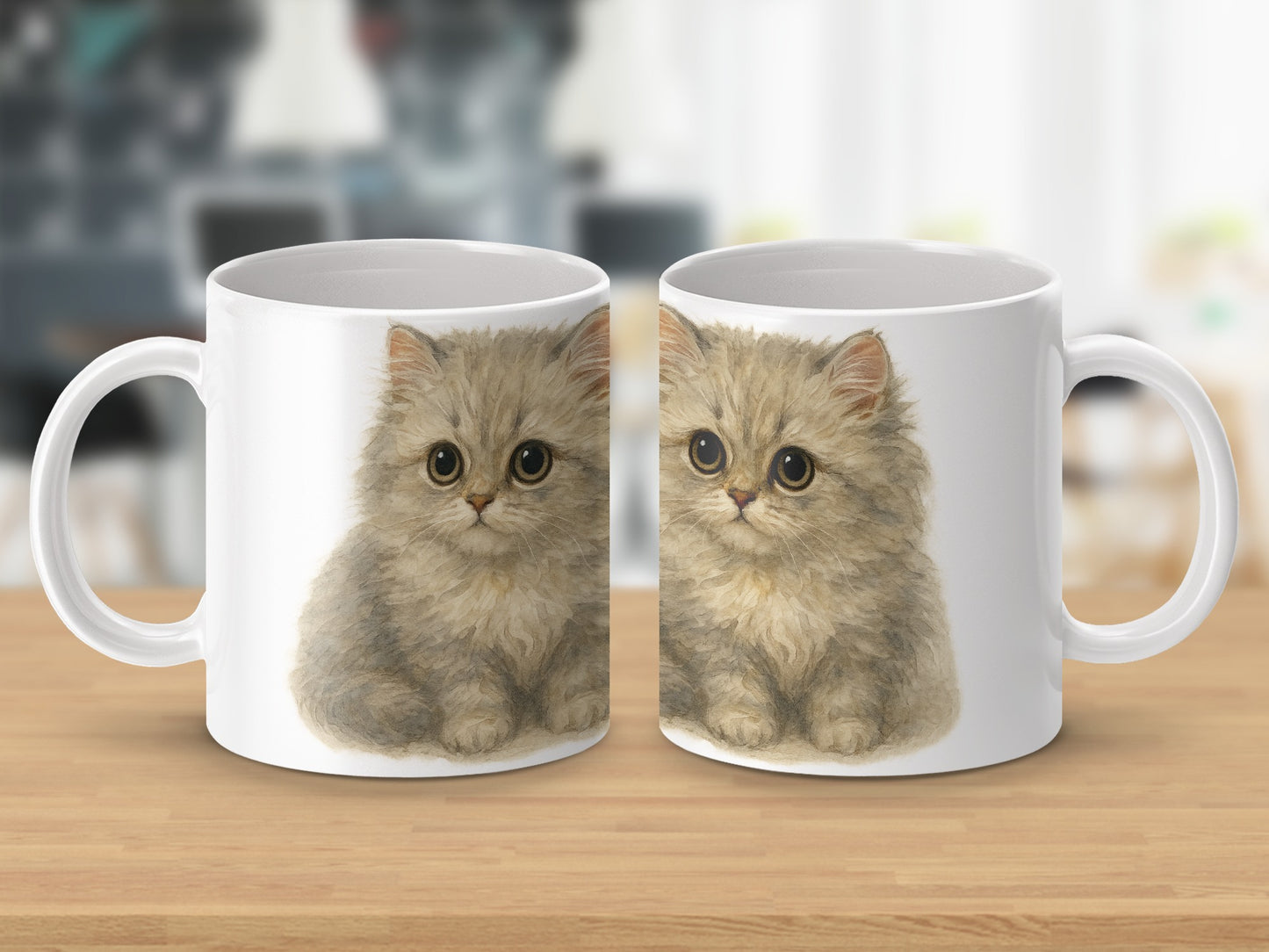 Cute Fluffy Kitten Print Mug for Cat Lovers Mug product