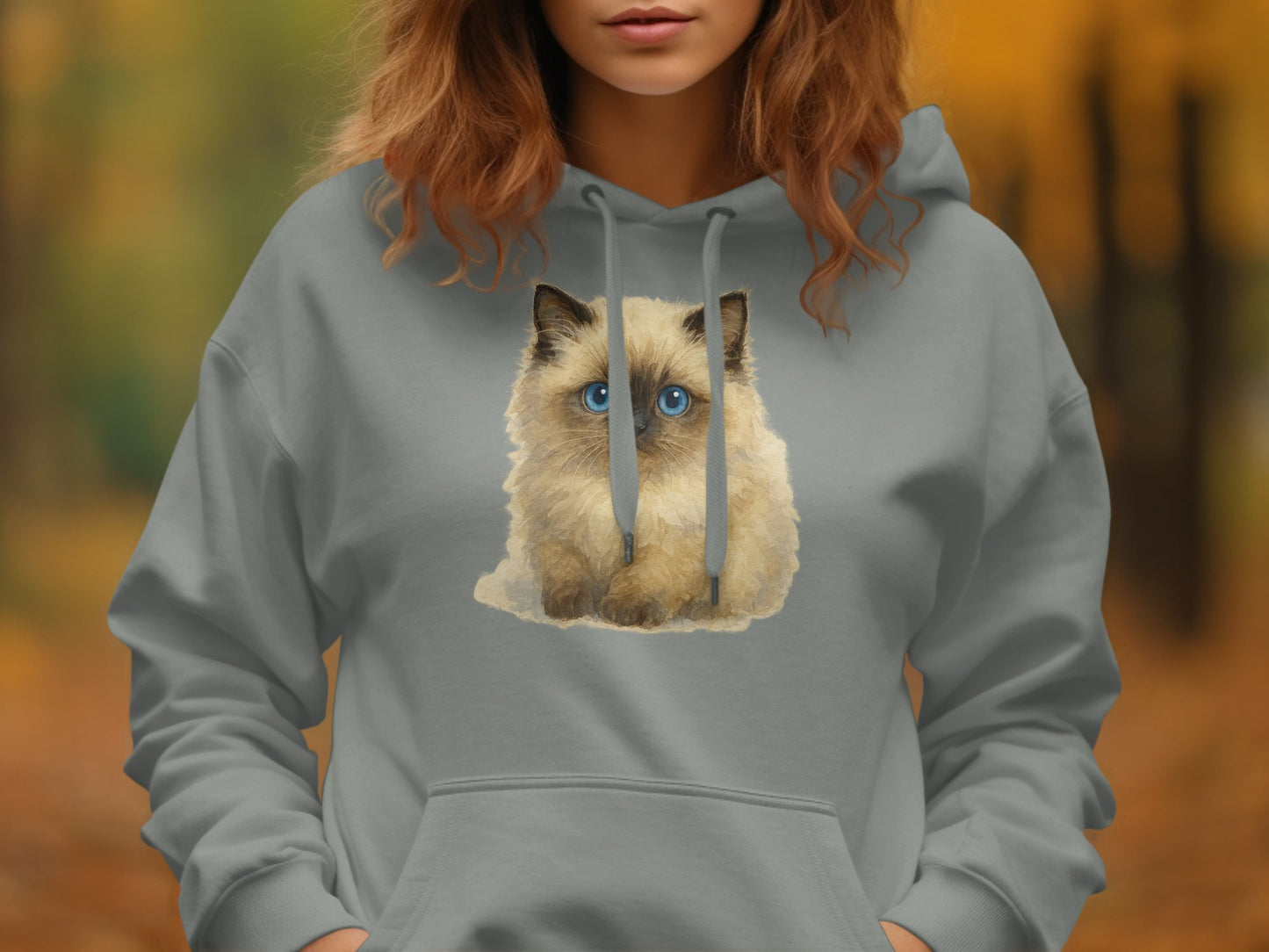 Adorable Blue Eyed Kitten Printed Hoodie product type