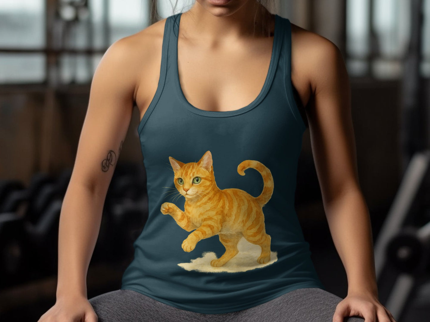 Playful Orange Cat Design Tank Top product