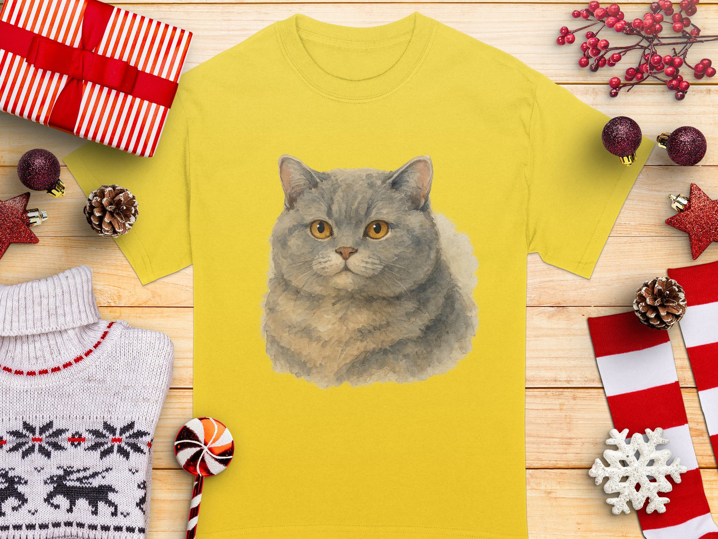 Cozy Cat Christmas Graphic Tee Shirt product type