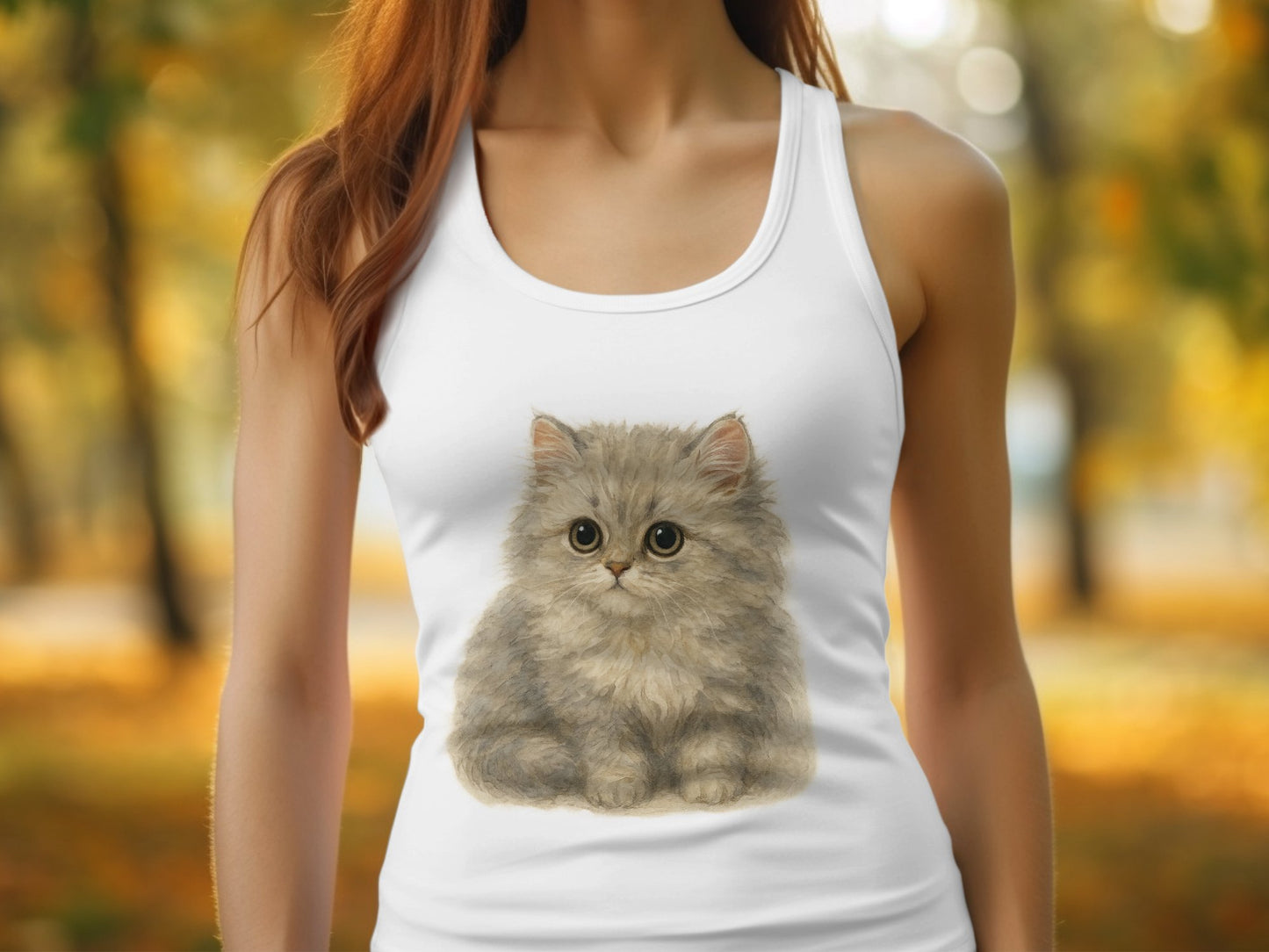 Adorable Fluffy Kitten Print Women's Tank Top product