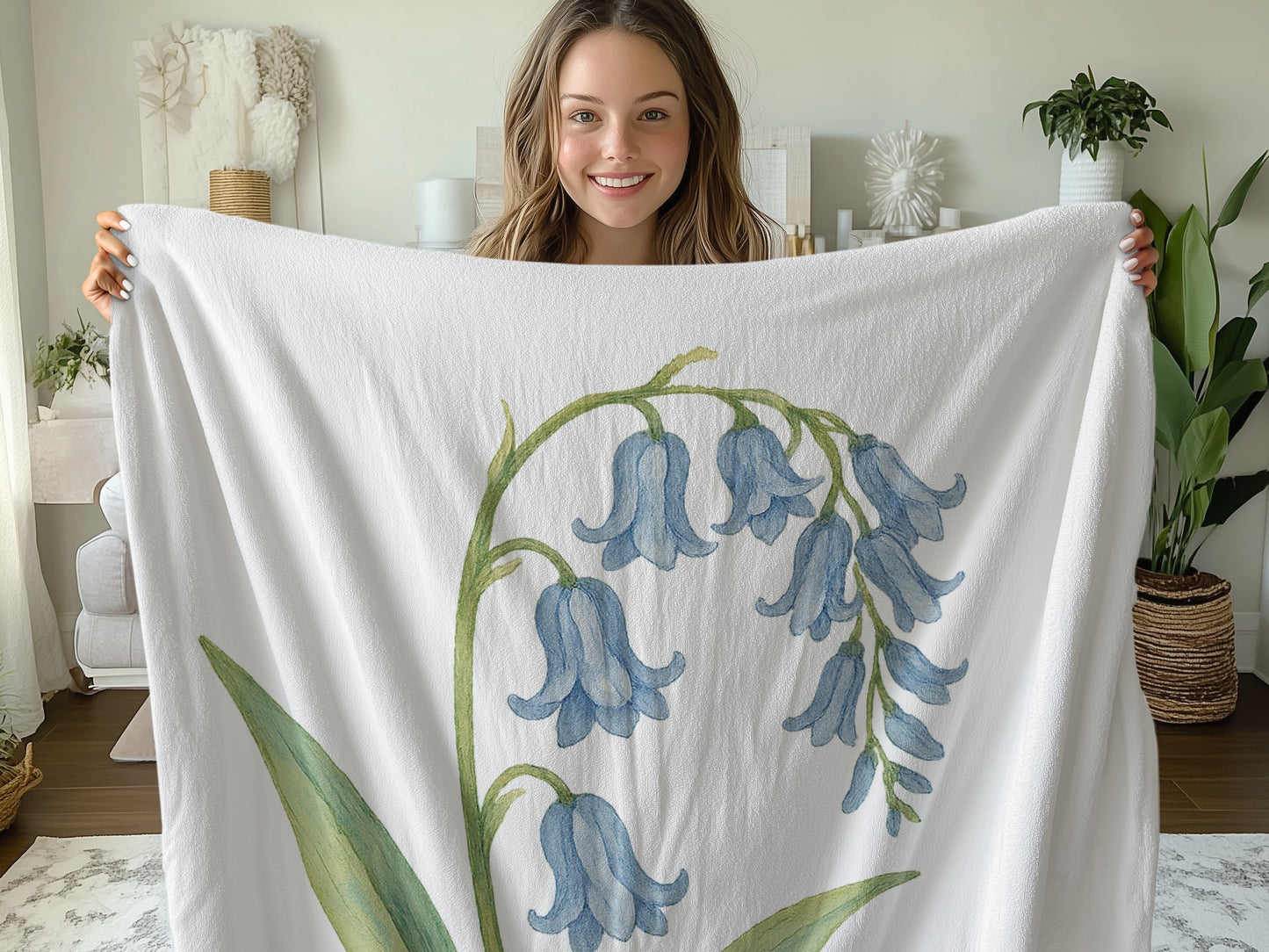 Cozy Bluebell Flower Print Blanket product type