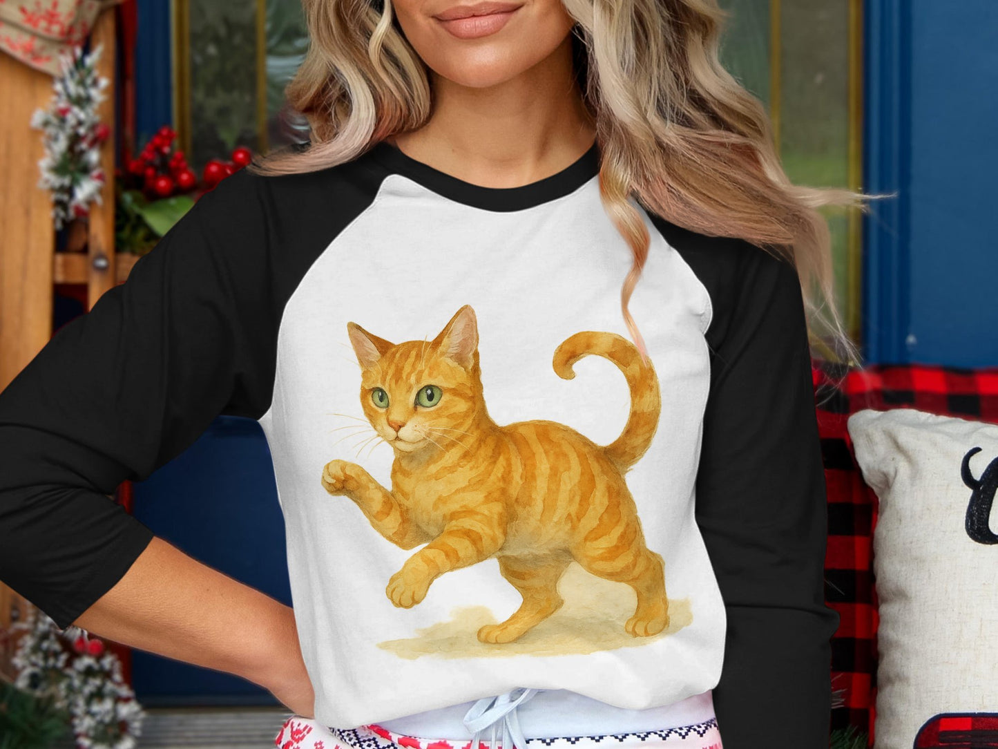 Whimsical Cat Graphic Long Sleeve Shirt product