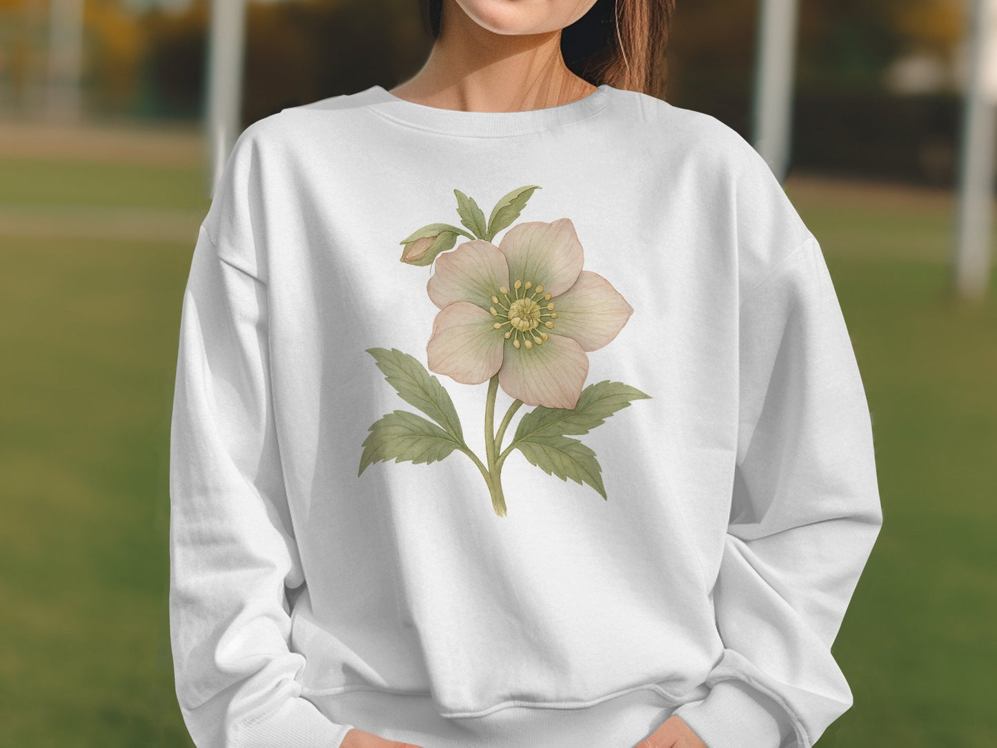 Elegant Floral Design White Pullover Sweatshirt product type