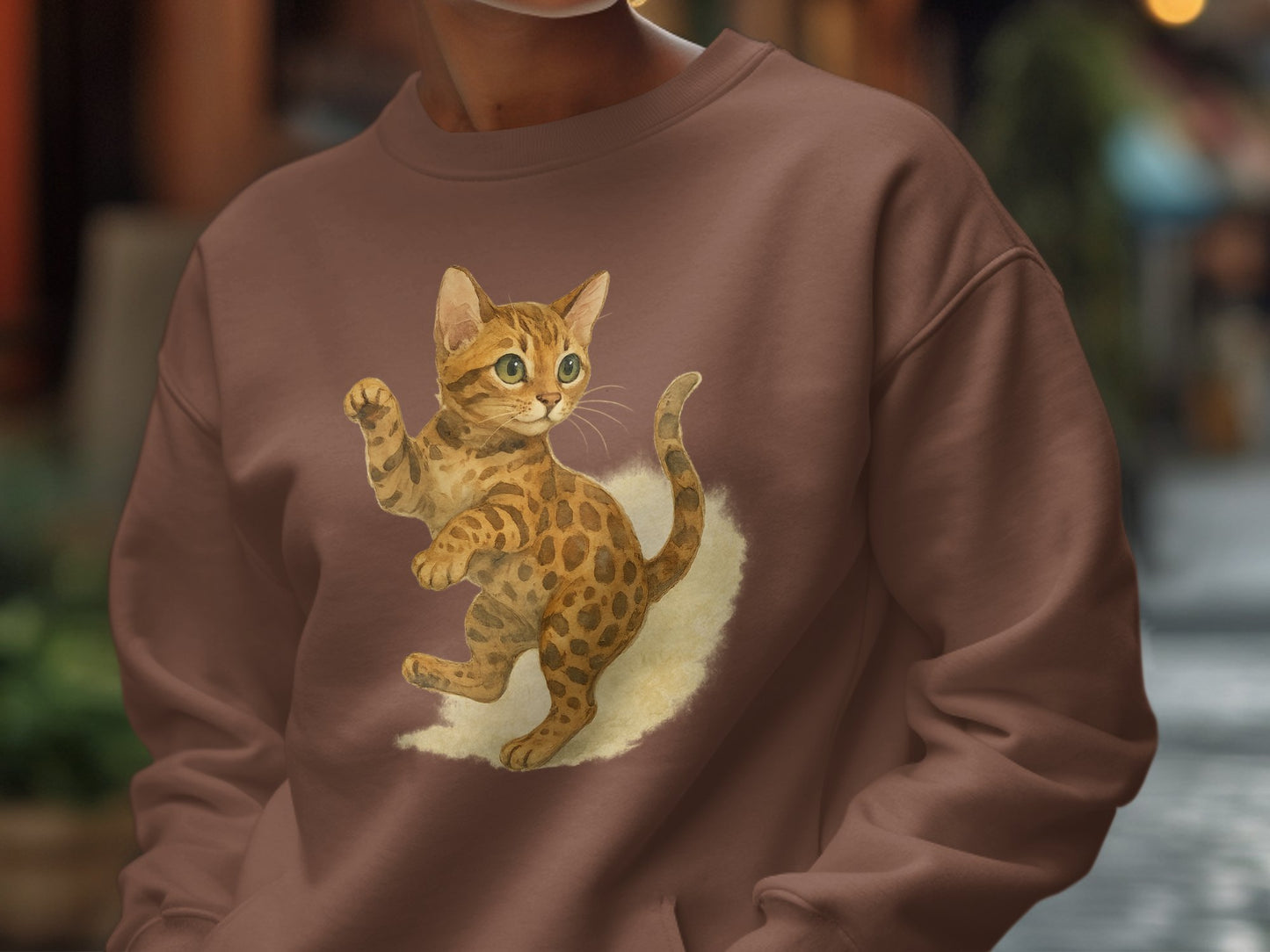 Adorable Bengal Kitten Art Brown Sweatshirt product