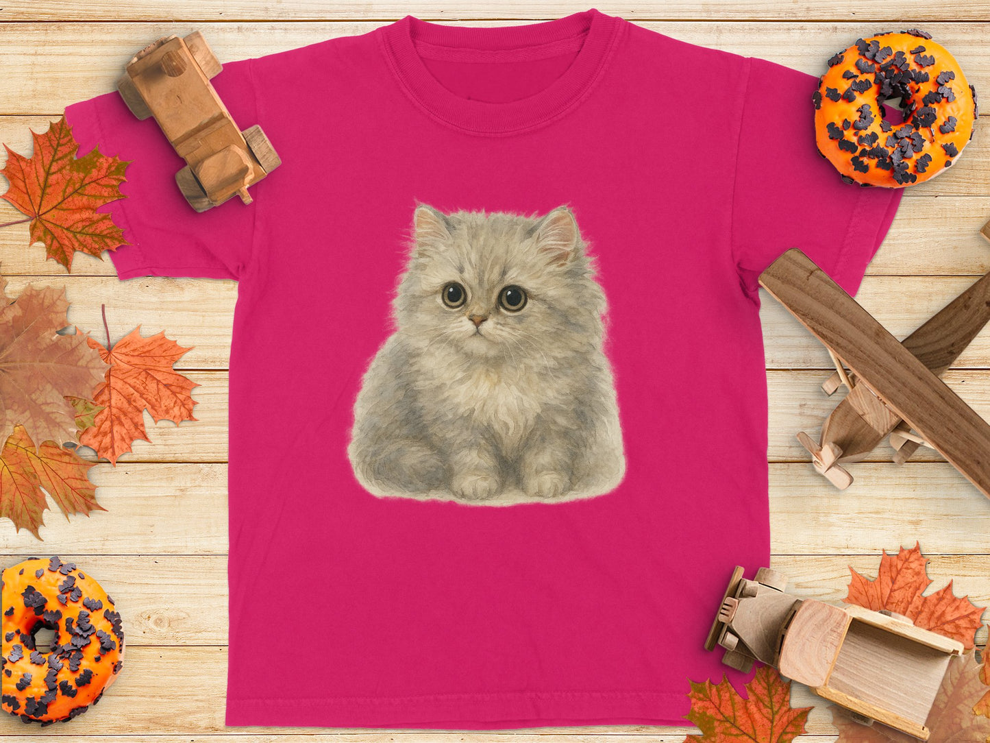 Cute Fluffy Kitten Pink Graphic T-shirt product type