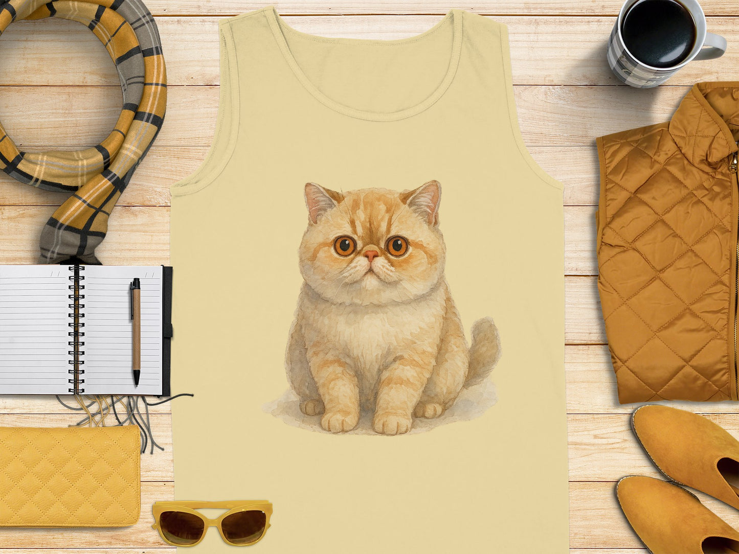 Adorable Fluffy Cat Print Sleeveless Shirt product