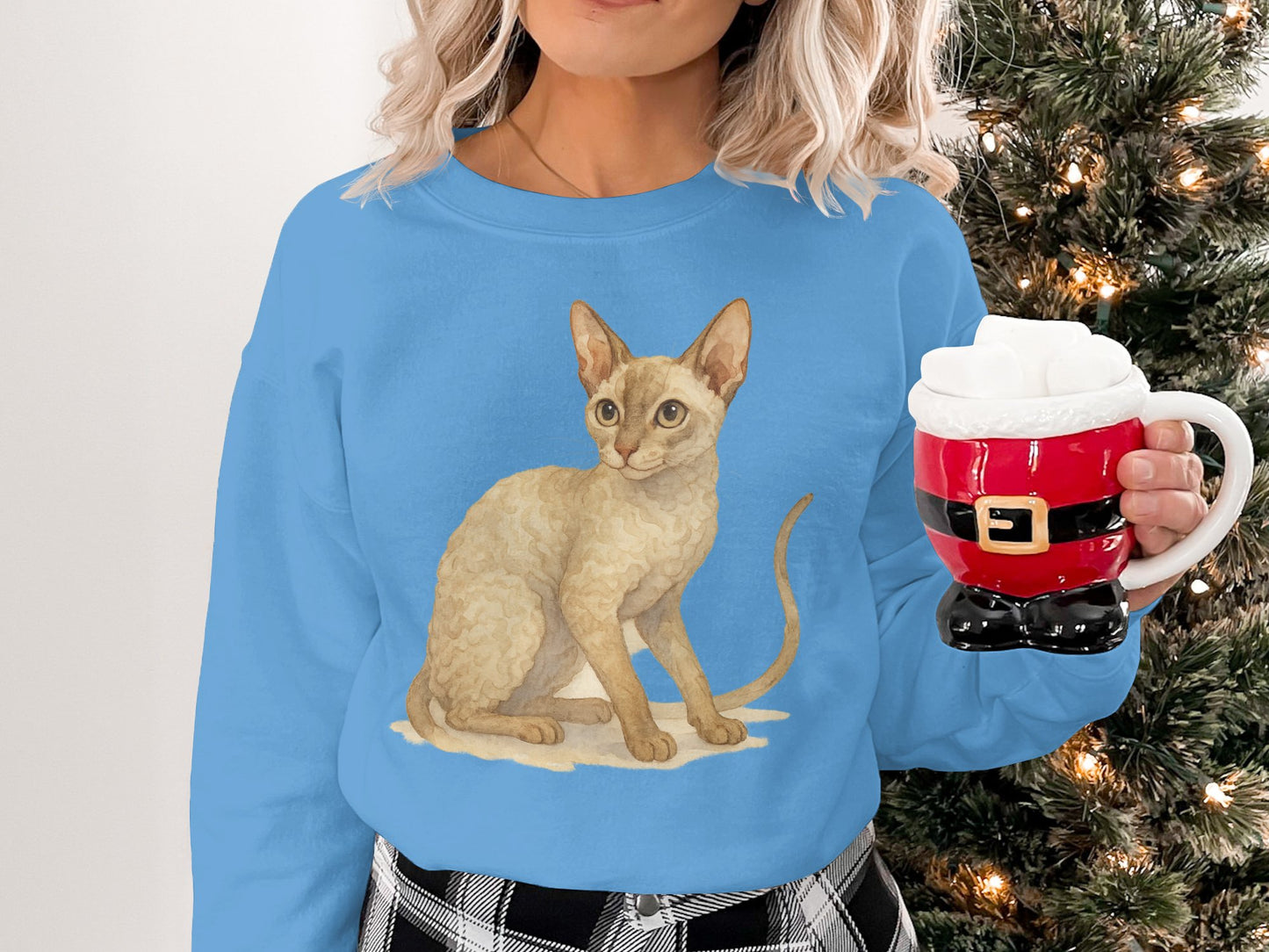 Cozy Blue Sweatshirt with Adorable Cat Design product type