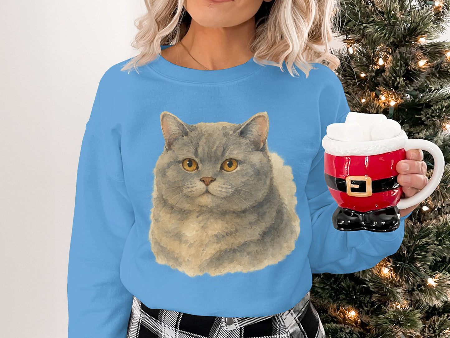 Blue Sweater with Cat Design Casual product type