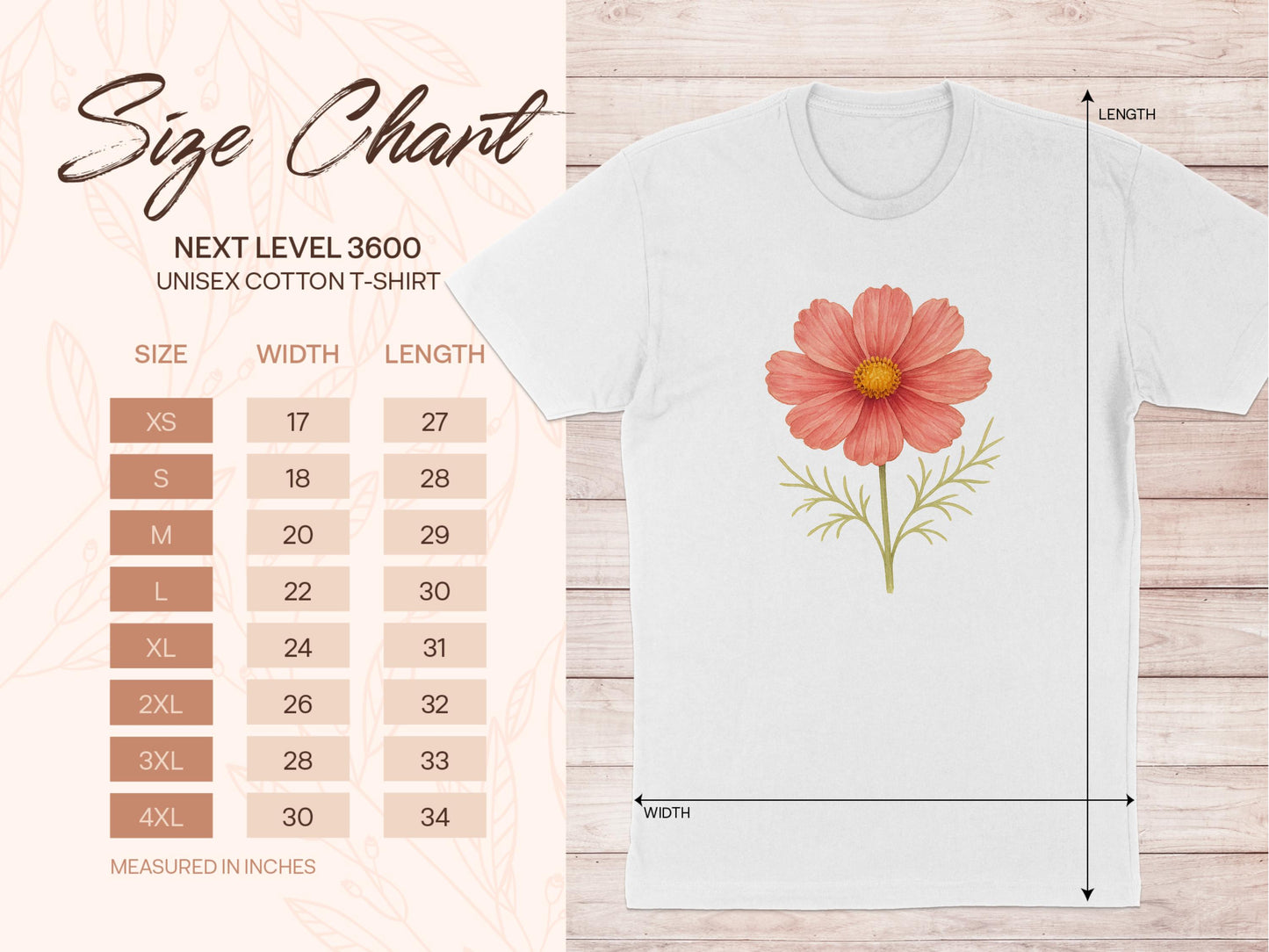 Beautiful Floral Design White Unisex Cotton T-shirt product type