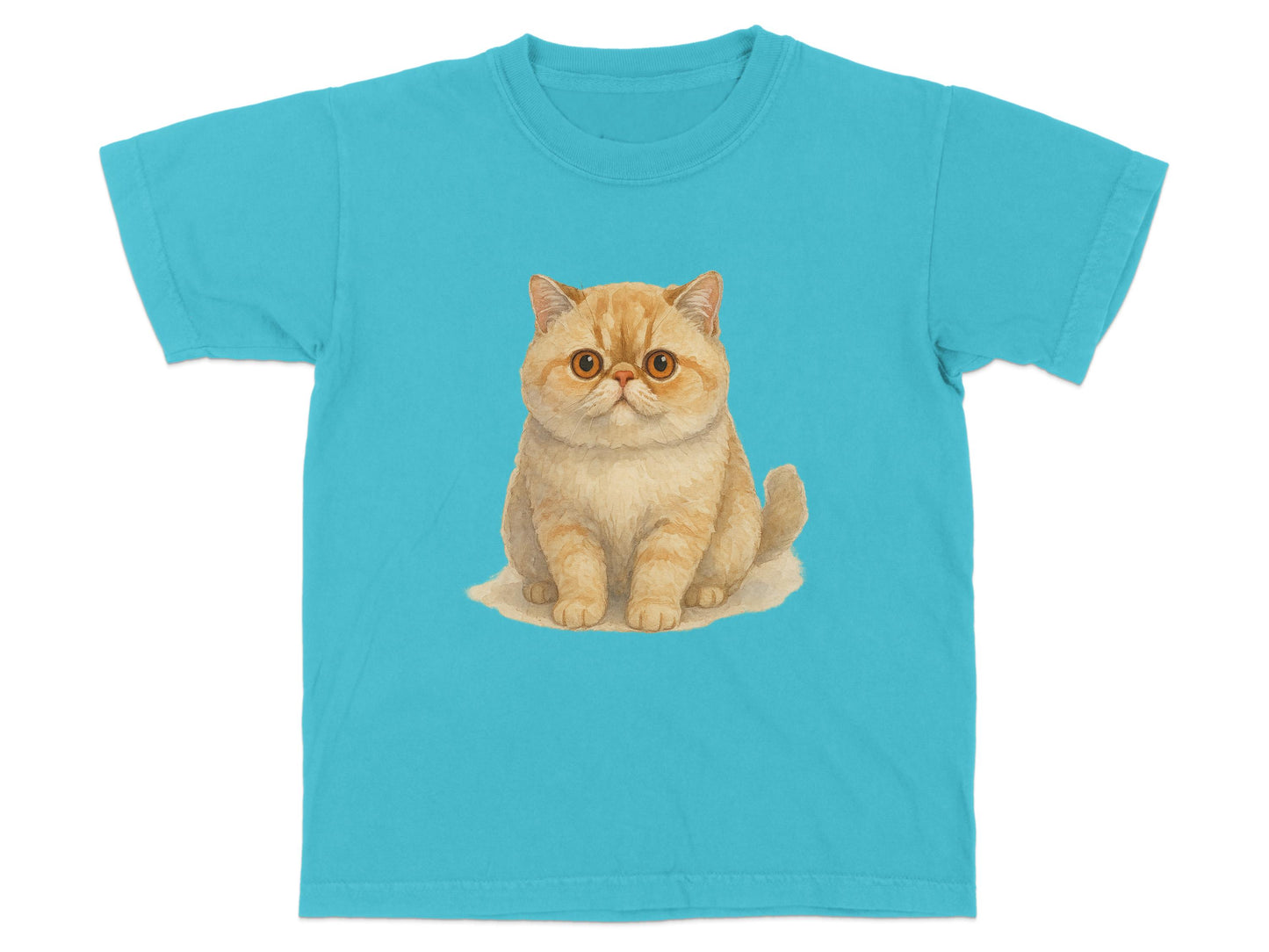 Cute Ginger Cat Illustration Blue T-Shirt product
