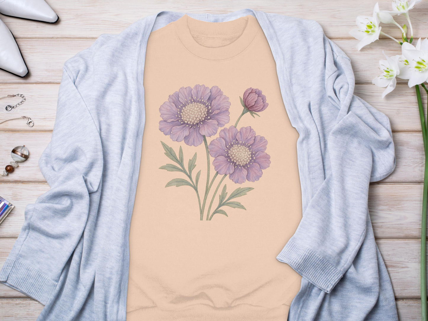 Floral Design on Light Beige Sweatshirt product