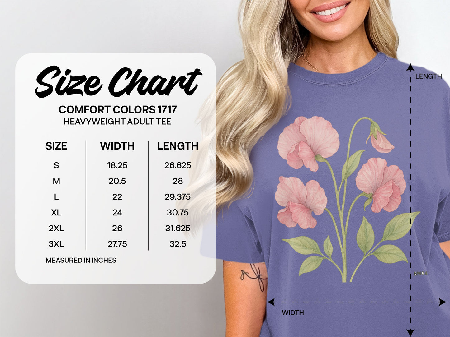 Floral Print Comfort Colors Heavyweight Adult Tee product