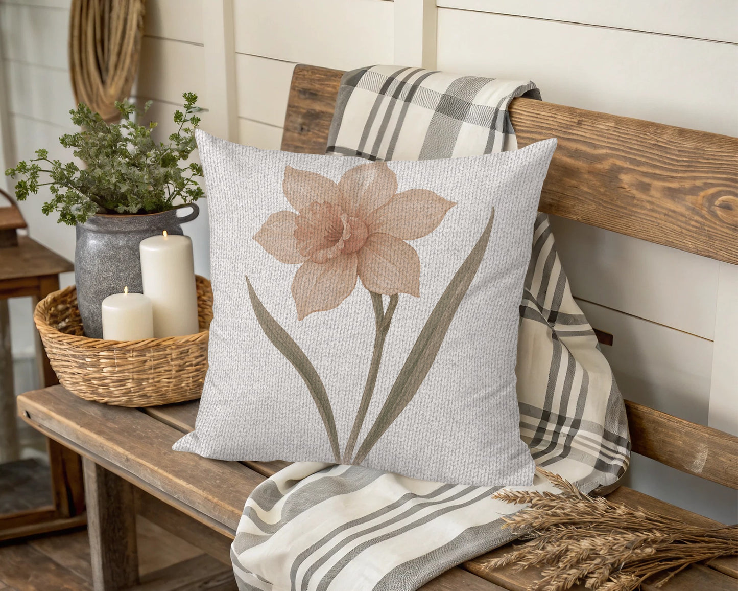 Elegant Daffodil Decorative Throw Pillow Cushion product
