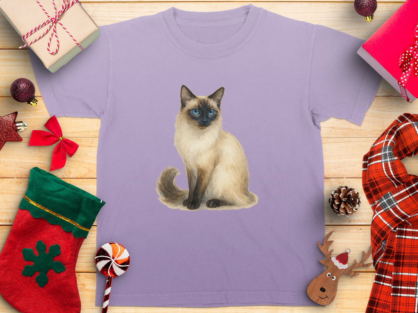 Festive Holiday Kitty Purple Graphic T-shirt product