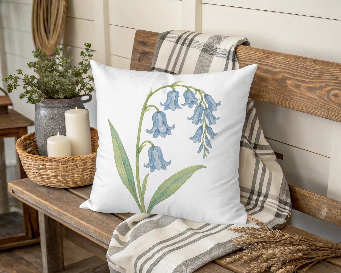 Bluebell Botanical Artwork Throw Pillow product