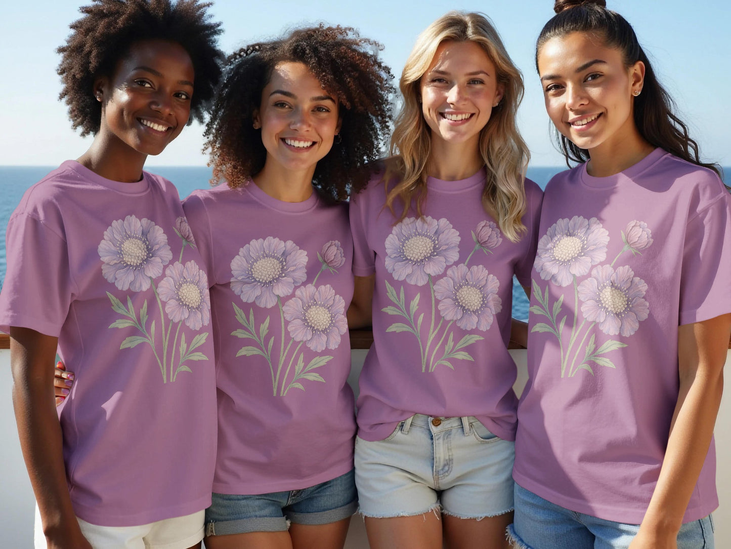 Beautiful Floral Printed Purple T-shirt product type