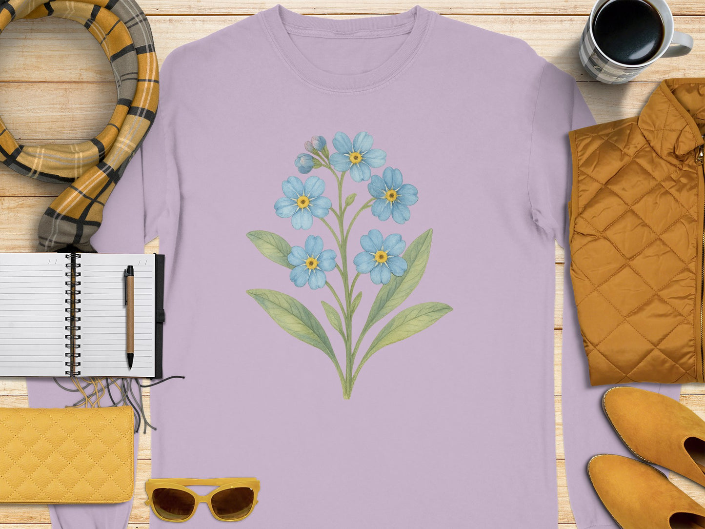 Cozy Long Sleeve Shirt with Blue Floral Design product type