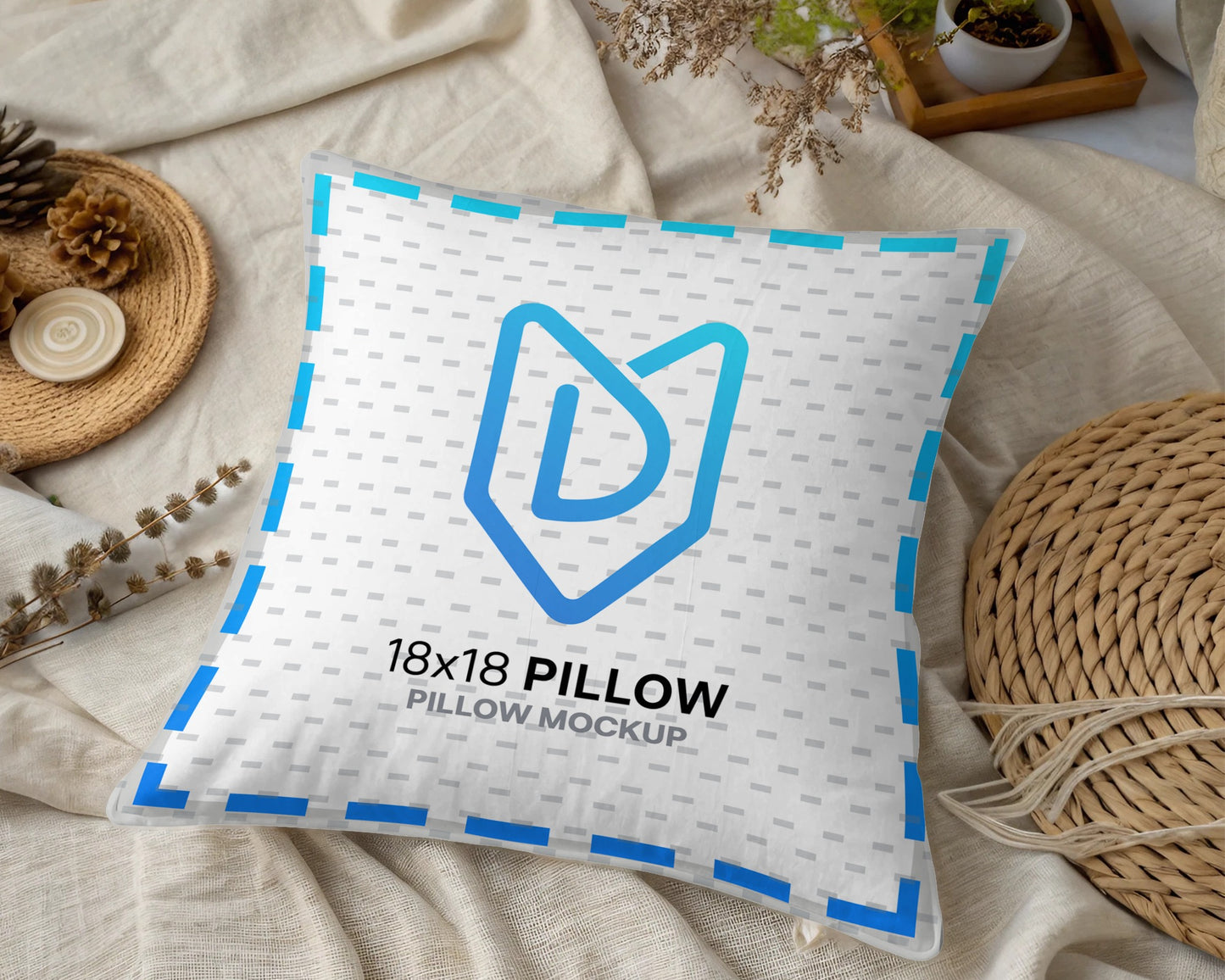 Modern Stylish 18x18 Pillow with Unique Logo Design Pillow Product
