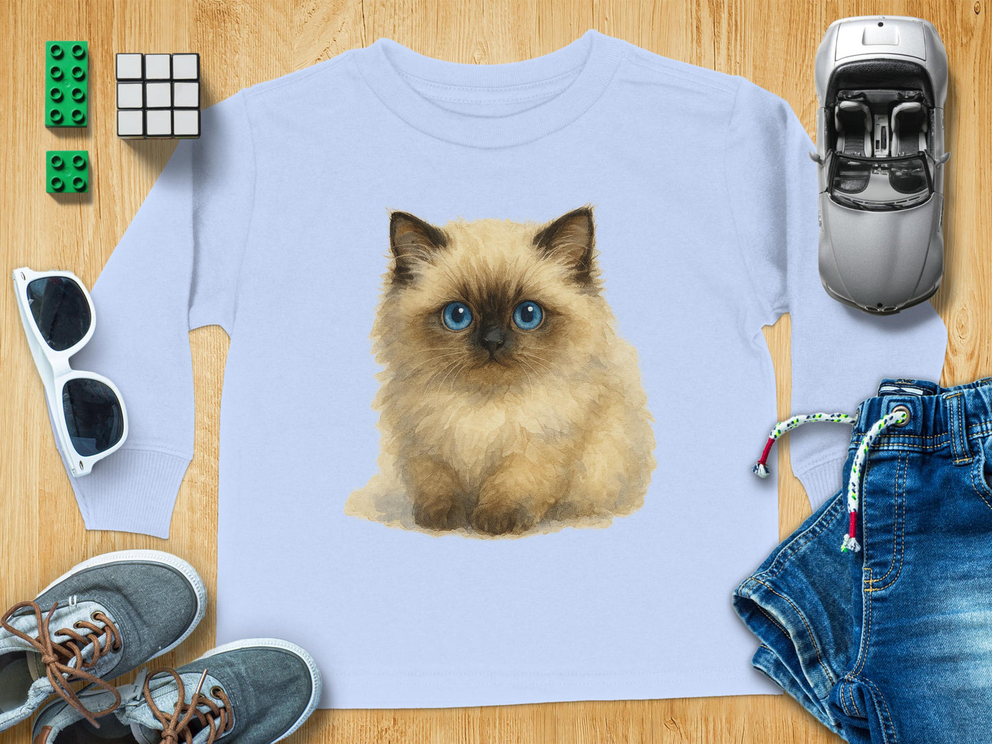 Adorable Fluffy Cat Graphic Long Sleeve Shirt product type