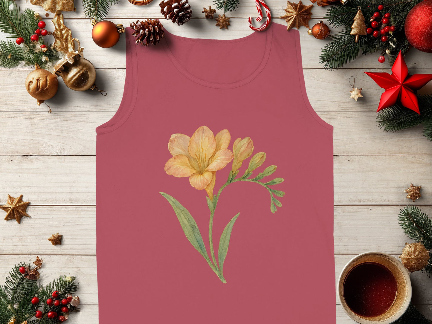 Beautiful Floral Design on Pink Tank Top product