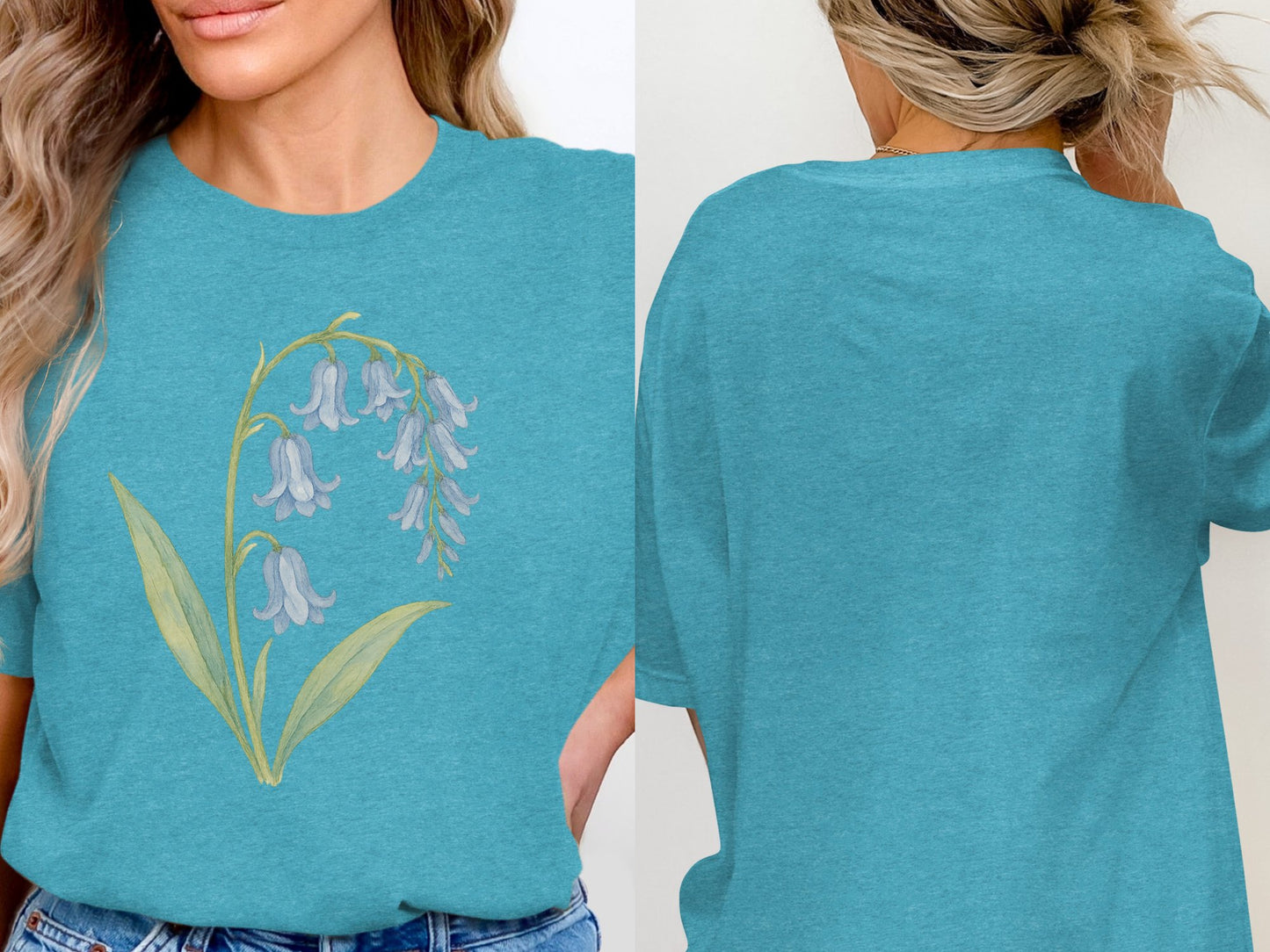 Blue T-Shirt with Floral Graphic Unique Tee product