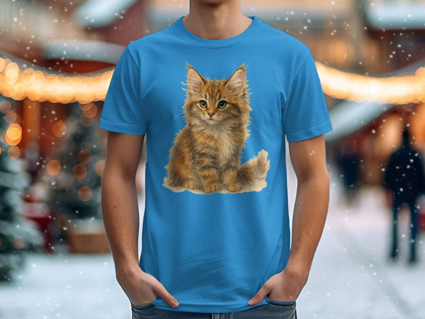 Cute Kitten Holiday Scene T-Shirt perfect gift product