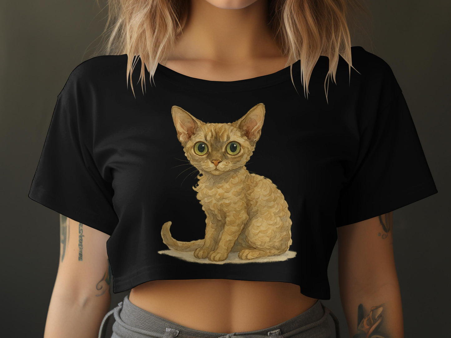 Adorable Kitten Design on Black Women's Crop Top product
