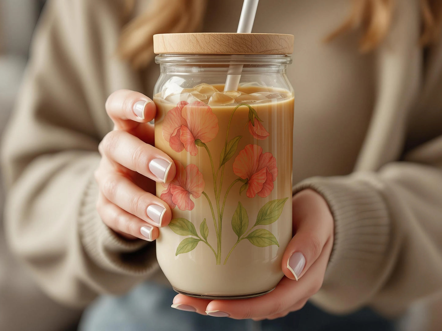 Floral Design Mason Jar Tumbler Drinkware product type
