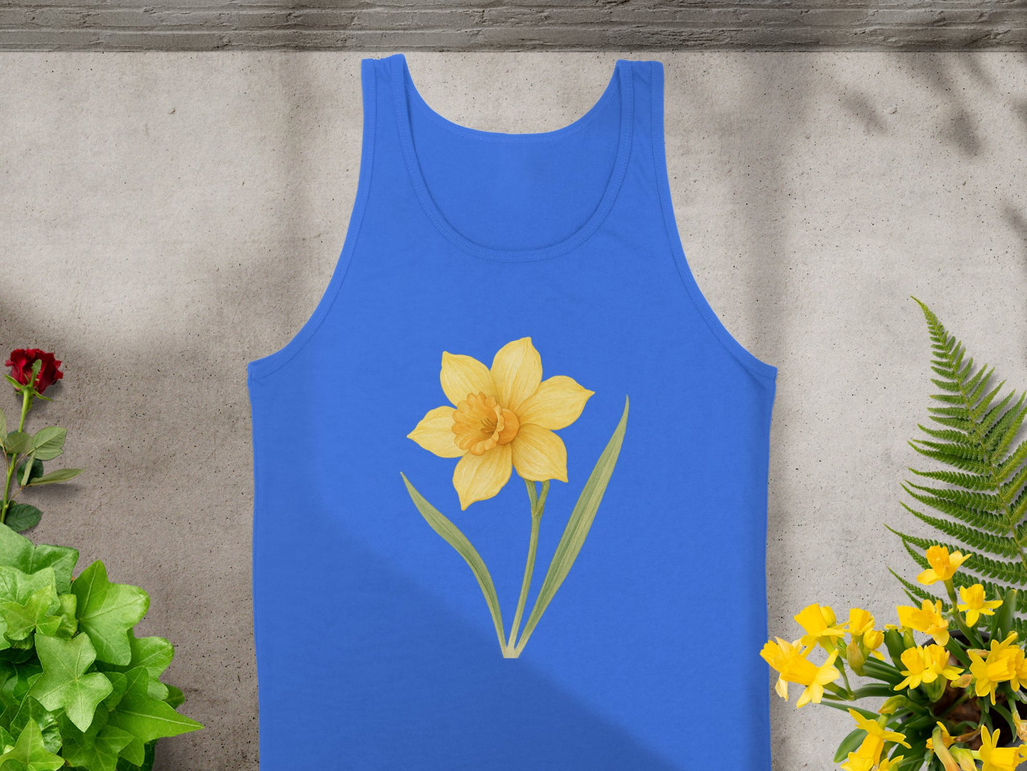 Stylish Blue Tank with Yellow Flower Design product