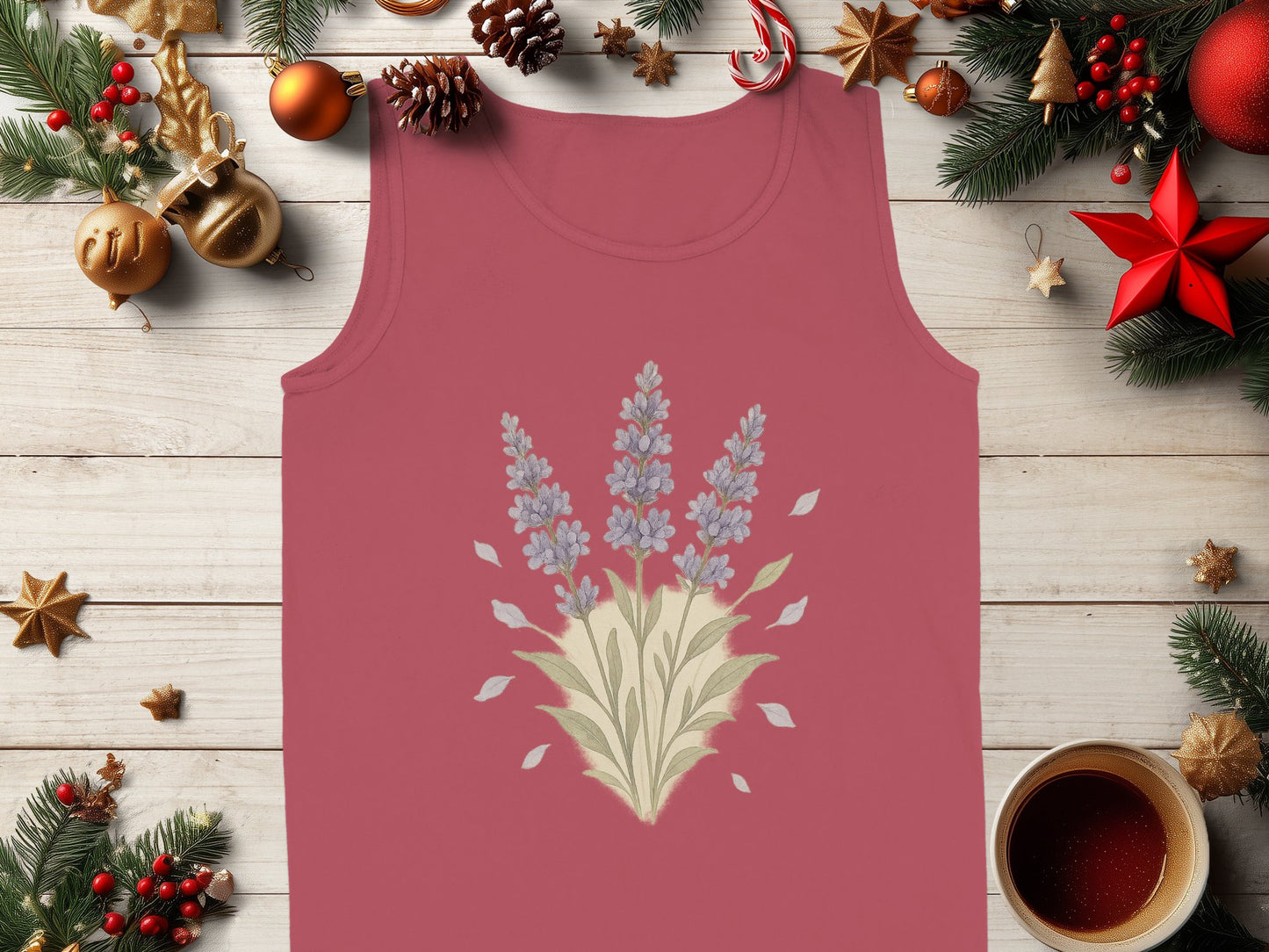 Festive Lavender Bouquet Print Tank Top Product