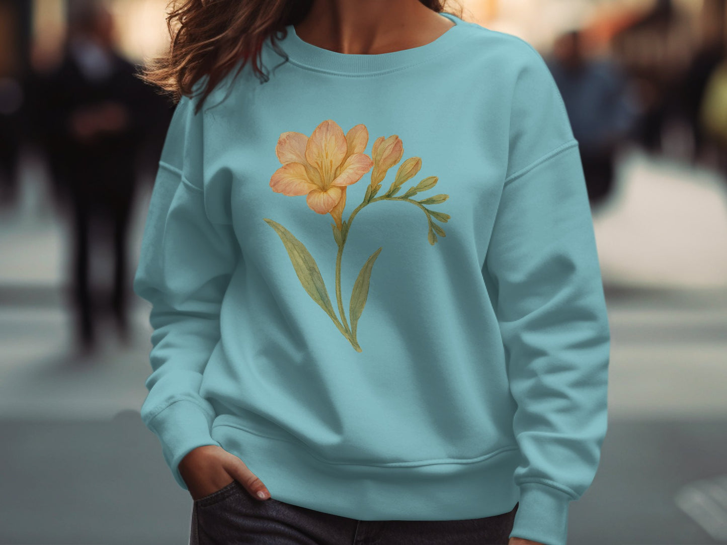 Floral Yellow Freesia Design Long Sleeve Shirt product