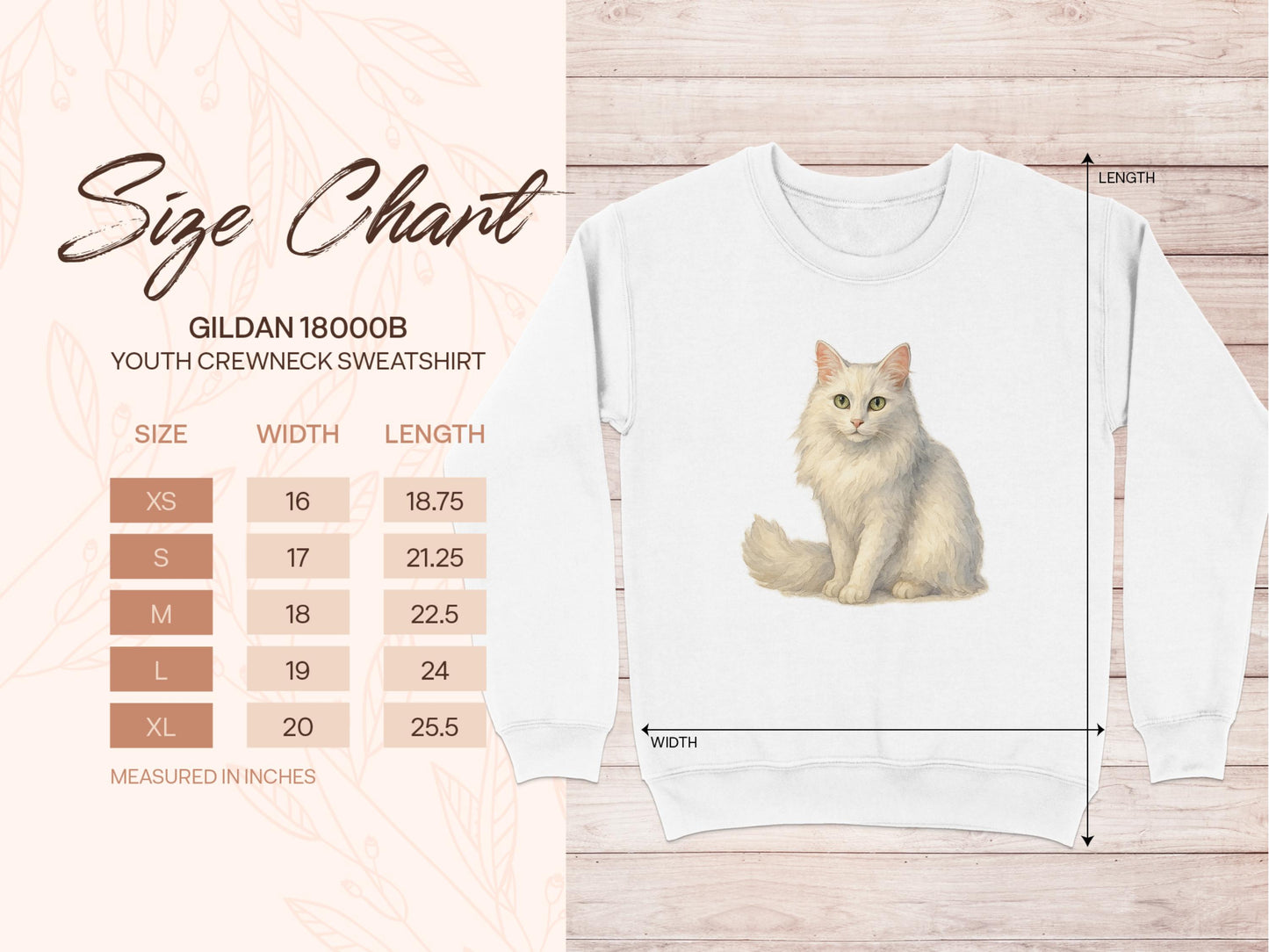 White Cat Design on Youth Crewneck Sweatshirt product