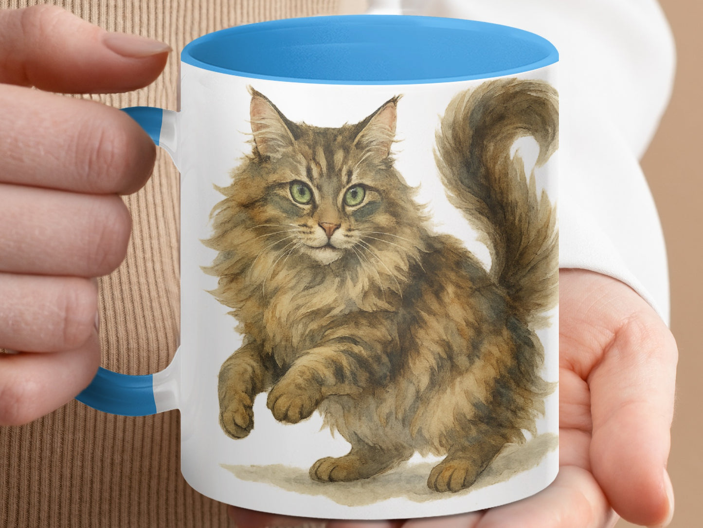 Realistic Fluffy Cat Artwork Coffee Mug product