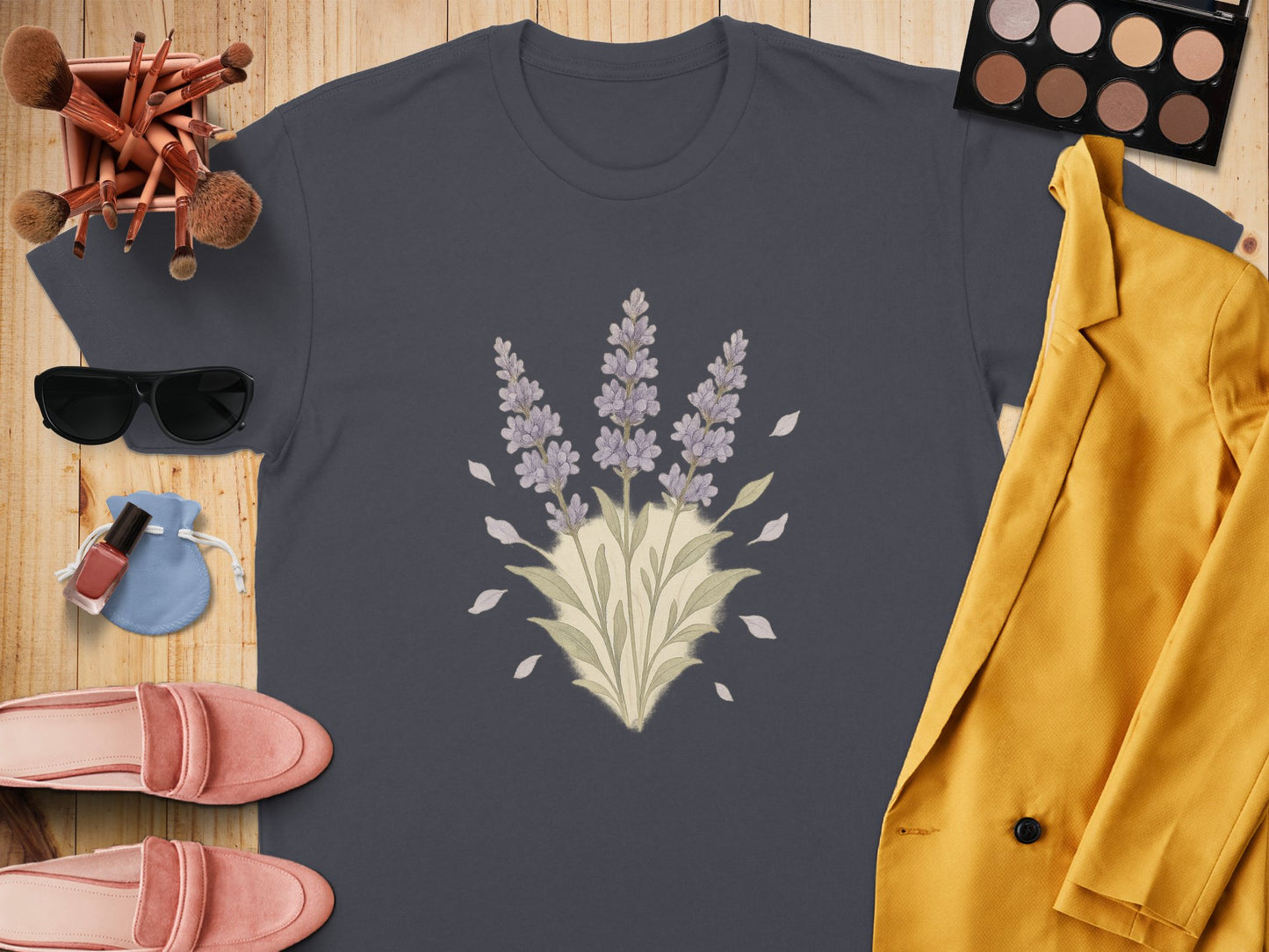 Lavender Bouquet Design Charcoal Grey T-Shirt product