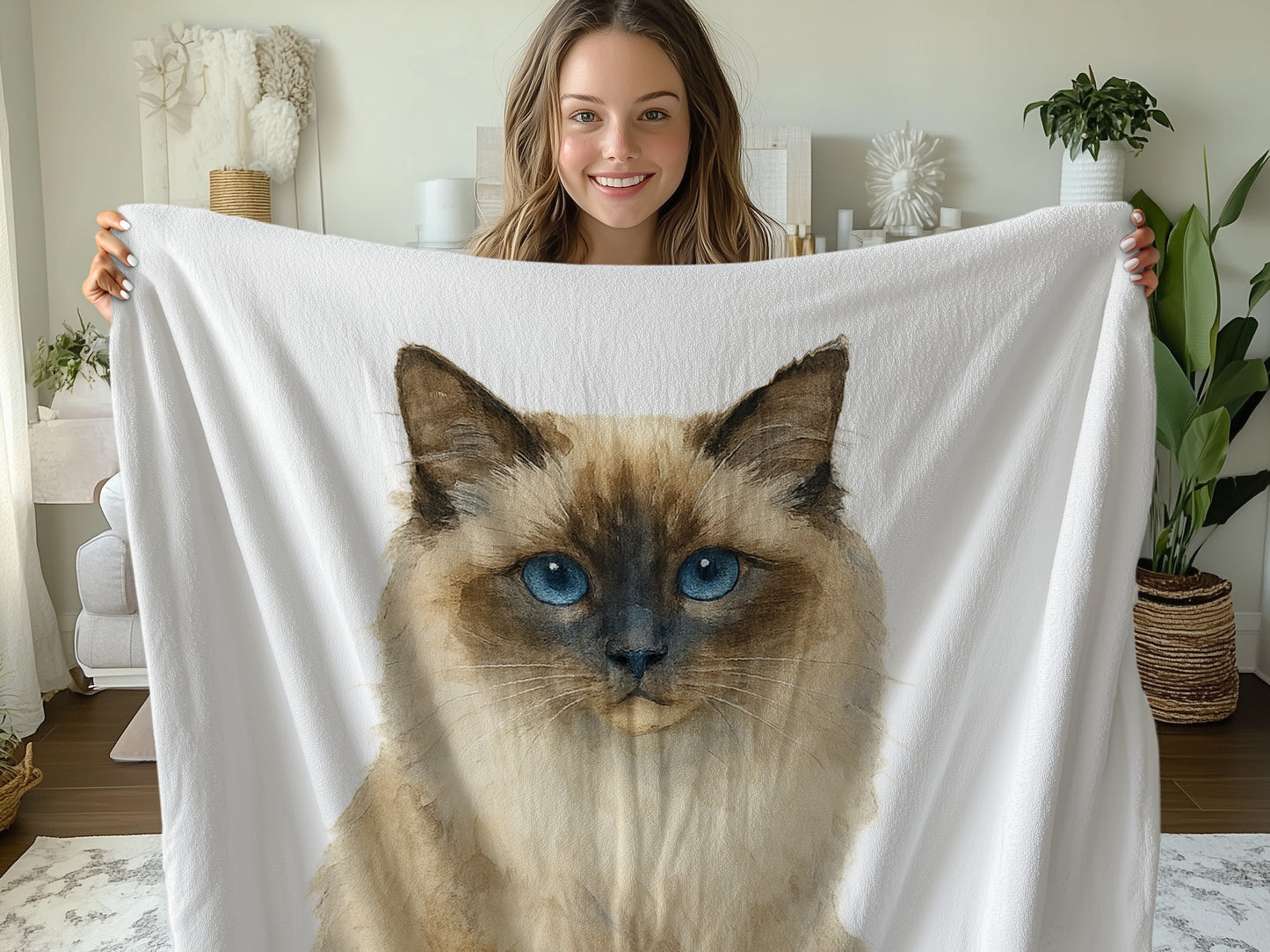 Cozy Blanket Featuring Realistic Cat Print product type