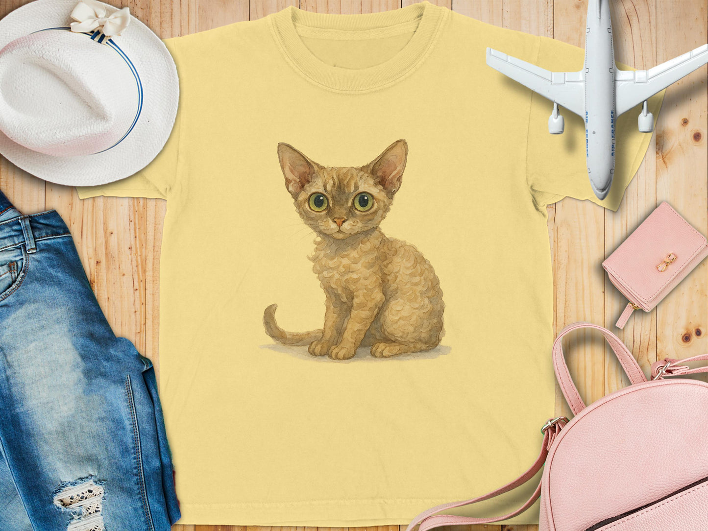 Adorable Kitten Graphic Yellow Tee Shirt product