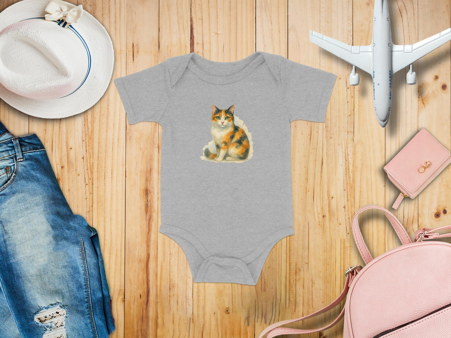 Adorable Calico Cat Design Soft Infant Onesie product
