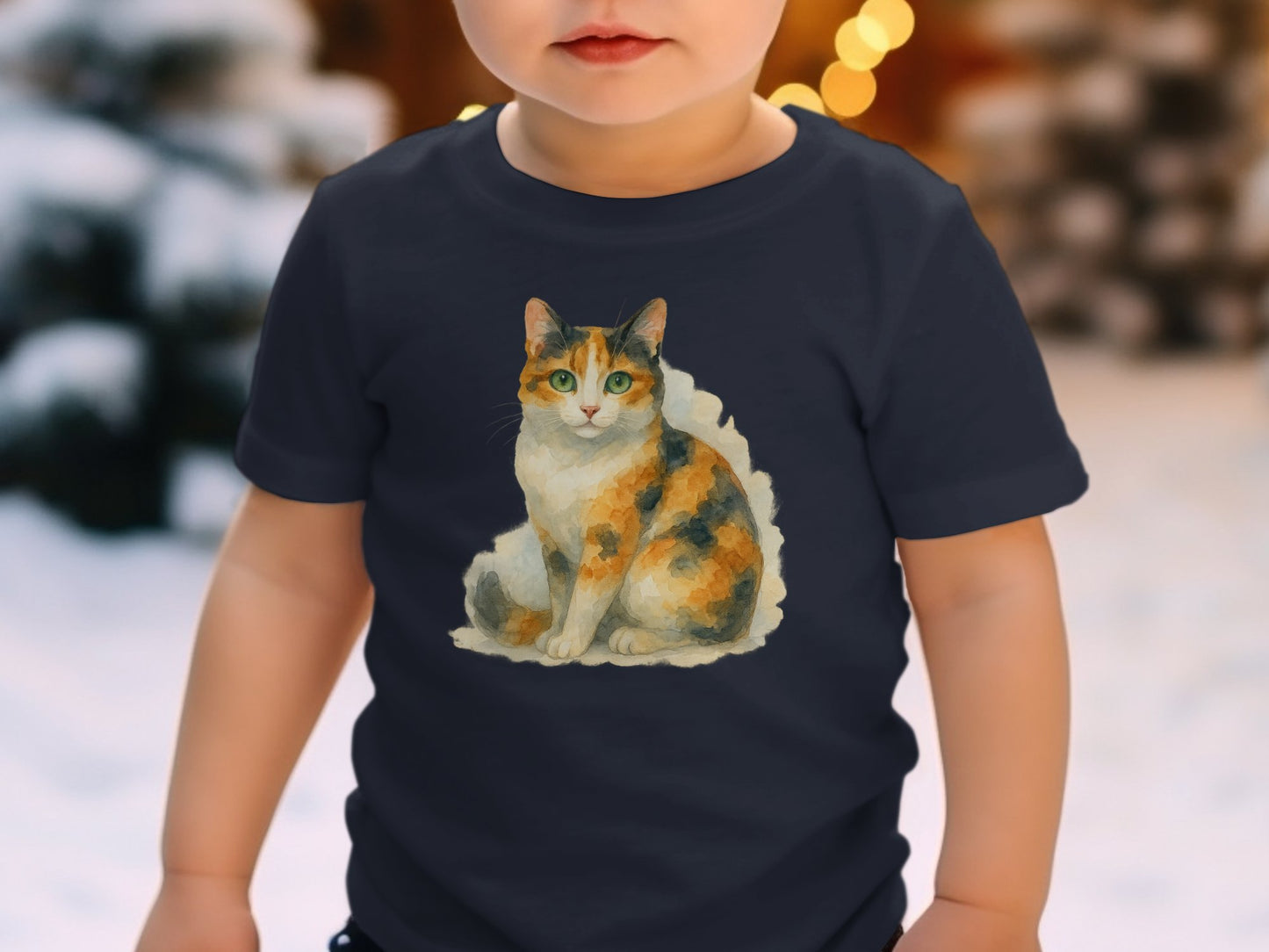 Cute Calico Cat Art Design on Kids T-Shirt Product