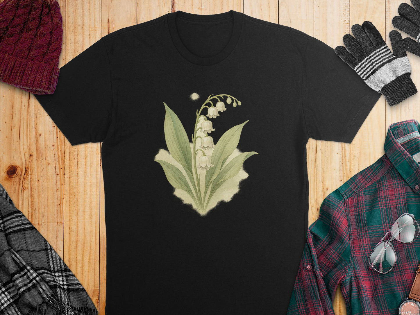Lily of the Valley Graphic Tee Black Casual product type