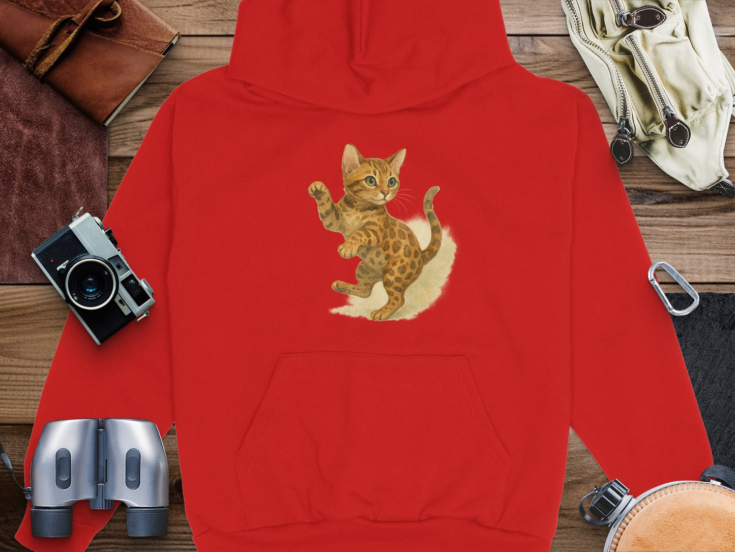 Cute Bengal Kitten Graphic Cozy Hooded Sweatshirt product