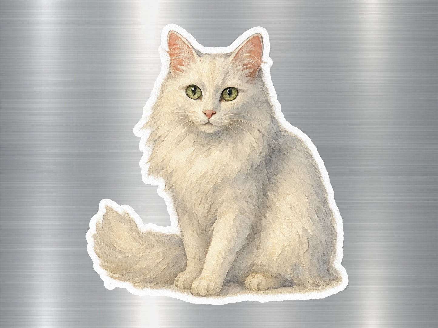 Realistic White Cat Art Sticker for Fans Product